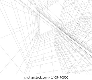 linear architecture building construction 3d 