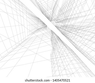 linear architecture building construction 3d 