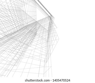 linear architecture building construction 3d 