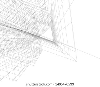 linear architecture building construction 3d 