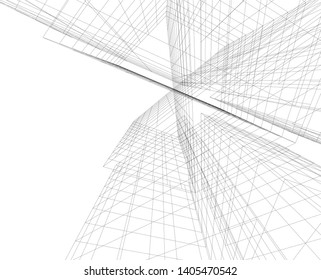 linear architecture building construction 3d 