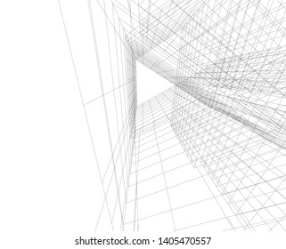 linear architecture building construction 3d 