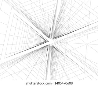 linear architecture building construction 3d 