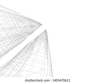 linear architecture building construction 3d 