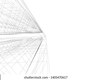 linear architecture building construction 3d 
