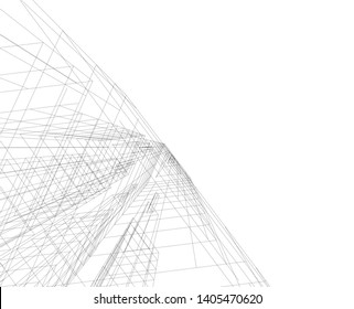 linear architecture building construction 3d 