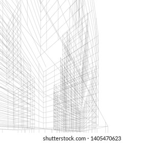 linear architecture building construction 3d 