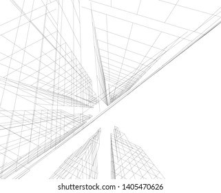linear architecture building construction 3d 