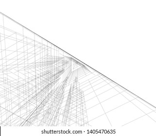 linear architecture building construction 3d 