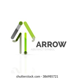 Linear arrow abstract logo, connected multicolored segments of lines in directional pointer figure
