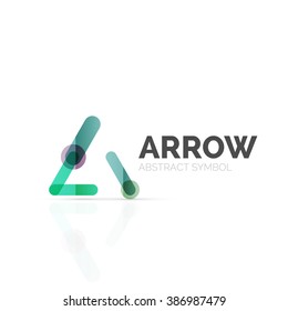 Linear arrow abstract logo, connected multicolored segments of lines in directional pointer figure