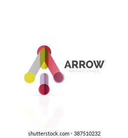 Abstraktes Logo eines Linearpfeils, angeschlossene mehrfarbige Segmente von Linien mit Richtungszeiger