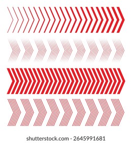 Linear arrow design sideways signs set