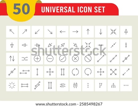 linear arrow icon pack. diagonal thin line vector arrows, right arrow up, toggle, maximize, left, chevron up, chevron cancel fold, icons suitable for ui design apps and websites