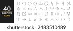 Linear arrow icons set. Collection different arrows sign. Arrow for the website and app. Set of flat icon, signs, symbols arrow for interface design, web design, apps and more