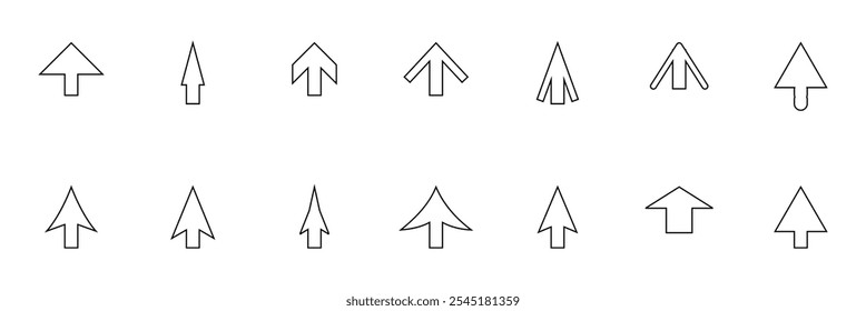 Linear arrow icons set. Collection different arrows sign. Arrow for the website and app. Set of flat icon, signs, symbols arrow for interface design, web design, apps and more. EPS 10.