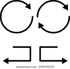 Linear arrow icons set with directional symbols for decision making. Way direction arrow line icons collection. 