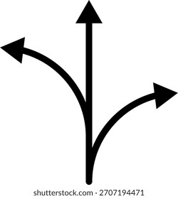 Lineare Pfeilsymbole mit Richtungssymbolen für die Entscheidungsfindung. Wegrichtung Pfeillinie Icons Sammlung. 