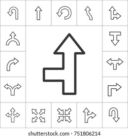 Linear Arrow icons set. Universal Arrow icon to use in web and mobile UI, Arrow basic UI elements set