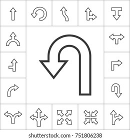 Linear Arrow icons set. Universal Arrow icon to use in web and mobile UI, Arrow basic UI elements set