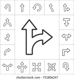 Linear Arrow icons set. Universal Arrow icon to use in web and mobile UI, Arrow basic UI elements set