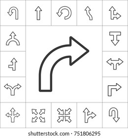 Linear Arrow icons set. Universal Arrow icon to use in web and mobile UI, Arrow basic UI elements set
