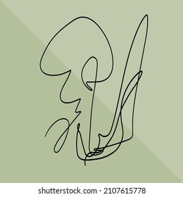 Arte lineal. Un perfil abstracto dibujado con una línea continua.