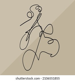 Linear art. An abstract profile of a person drawn by one continuous line.