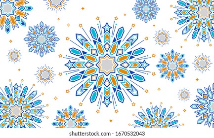 Linear art of Arabic geometric art. Islamic decoration. 