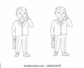 Linear art of Businessman character design.