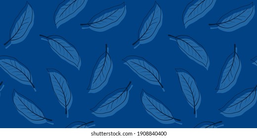 Linear art by hand. Leaves of trees. Seamless texture. Vector seamless pattern. Fabrics, packaging, gifts, prints, backgrounds. All Seasons. Autumn winter spring Summer.