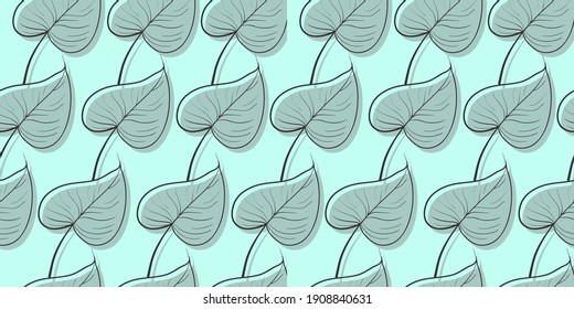Linear art by hand. Leaves of trees. Seamless texture. Vector seamless pattern. Fabrics, packaging, gifts, prints, backgrounds. All Seasons. Autumn winter spring Summer.