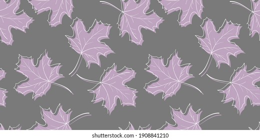 Linear art by hand. Leaves of trees. Seamless texture. Vector seamless pattern. Fabrics, packaging, gifts, prints, backgrounds. All Seasons. Autumn winter spring Summer.
