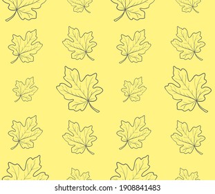 Linear art by hand. Leaves of trees. Seamless texture. Vector seamless pattern. Fabrics, packaging, gifts, prints, backgrounds. All Seasons. Autumn winter spring Summer.