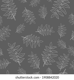 Linear art by hand. Leaves of trees. Seamless texture. Vector seamless pattern. Fabrics, packaging, gifts, prints, backgrounds. All Seasons. Autumn winter spring Summer.