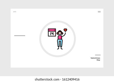 linear art date icon themed love. suitable for valentine and wedding. graphic element for your design