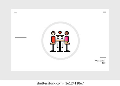 linear art date icon themed love. suitable for valentine and wedding. graphic element for your design