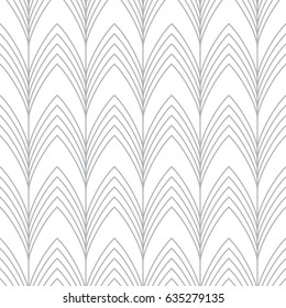 Linear art deco style scales ornament. Seamless vector pattern