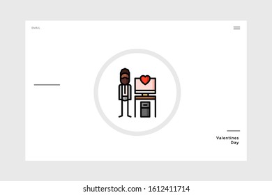 linear art email icon themed love. suitable for valentine and wedding. graphic element for your design