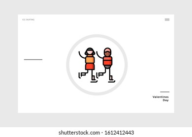 linear art ice skating icon themed love. suitable for valentine and wedding. graphic element for your design