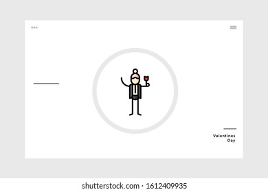 linear art man icon themed love. suitable for valentine and wedding. graphic element for your design