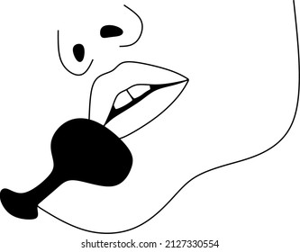 Linear art. Microphone near the mouth