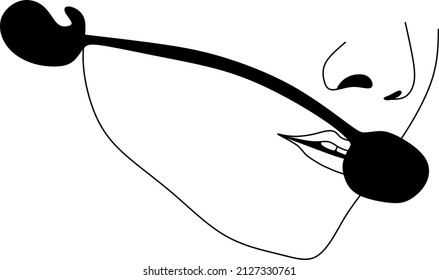 Linear art. Microphone near the mouth