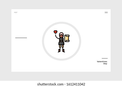 linear art poet icon themed love. suitable for valentine and wedding. graphic element for your design