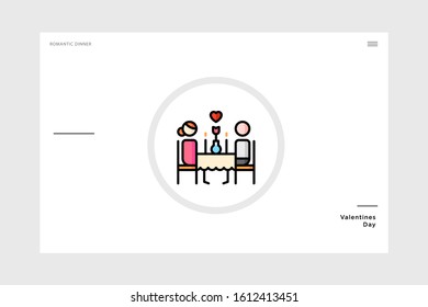 linear art romantic dinner icon themed love. suitable for valentine and wedding. graphic element for your design