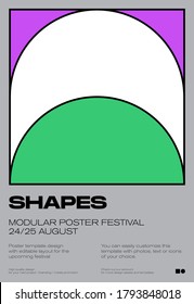 Linear artwork poster layout with modern Swiss aesthetics design. Thin line vector graphics cover template made with clean typography and abstract geometric shapes, great for poster art, album prints.