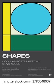 Linear artwork poster layout with modern Swiss aesthetics design. Thin line vector graphics cover template made with clean typography and abstract geometric shapes, great for poster art, album prints.