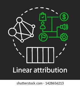 Linear attribution chalk concept icon. Multi-touch attribution model idea. Attribution modeling type. Marketing campaigns analytics. Vector isolated chalkboard illustration