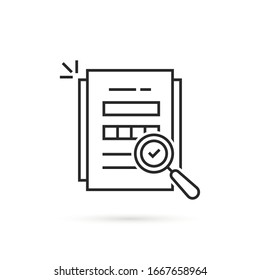 Linear Audit Icon Like Assess Result. Simple Stroke Regulate Logotype Graphic Lineart Contract Sheet Design. Concept Of Compliant Information File Or Standard Doc Symbol And Business Focus Regulation