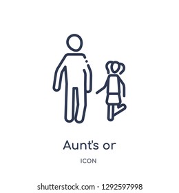 Linear aunt's or uncle's child icon from Family relations outline collection. Thin line aunt's or uncle's child icon vector isolated on white background. aunt's or uncle's child trendy illustration